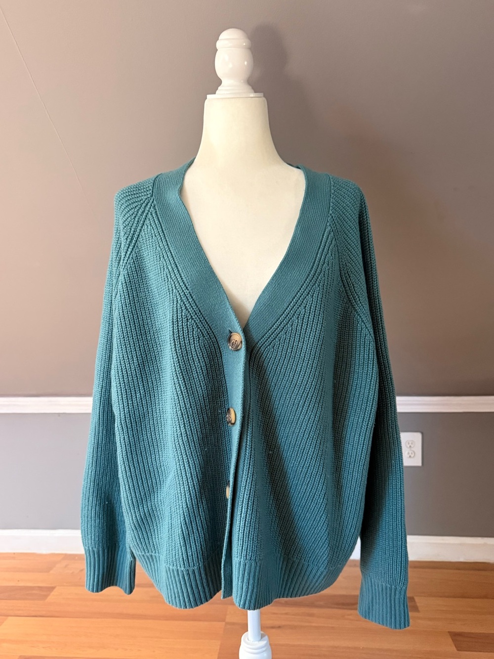 Old Navy Teal Button-Front V-Neck Cardigan Sweater